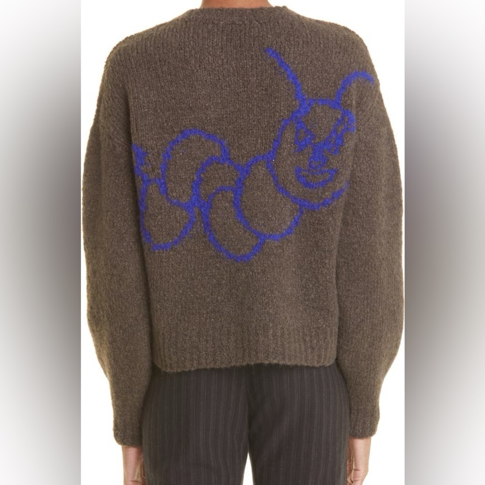 Paloma Wool brown and blue CUC SPORT SWEATER with caterpillar design